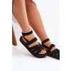 z eko semišu Sandále Dámske s suchým zipsom čierne valpera / BJ710 BLACK (Veľkosť 36)