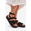 z eko semišu Sandále Dámske s suchým zipsom čierne valpera / BJ710 BLACK (Veľkosť 36)