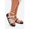 z eko semišu Sandále Dámske so strapcami béžove valpera / BJ710 BEIGE (Veľkosť 36)