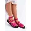z eko semišu Sandále Dámske s suchým zipsom fuchsie valpera / BJ710 FUSHIA (Veľkosť 36)