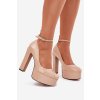 Lakovane Lodičky Na Vysokém Podpatku A Platformě Béžové Nianka (Veľkosť 39)
