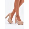 Lakovane lodičky na vysokom podpätku a platforme béžove nianka / C-240 BEIGE (Veľkosť 36)