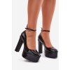 Lakované lodičky na vysokom podpätku a platforme čierne nianka / C-240 BLACK (Veľkosť 36)