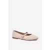 Ploché baleríny s páskem z eko semišuové béžové Tirilina (Veľkosť 39)