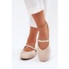 Ploché baleríny s páskem z eko semišuové béžové Tirilina (Veľkosť 39)