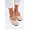 Ploché baleríny s páskem z eko semišuové béžové Tirilina (Veľkosť 39)