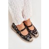 Síťované espadrilky s výšivkou na platformě černé Laxisa (Veľkosť 39)