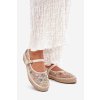 Síťové espadrilky s vyšíváním na platforme béžove laxisa / C-797 BEIGE (Veľkosť 39)