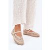 Síťové espadrilky s vyšíváním na platforme béžove laxisa / C-797 BEIGE (Veľkosť 39)