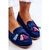 Dámské semišové mokasíny s třásněmi námořnická modré Laressa (Veľkosť 36)
