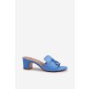 Dámské modré sandály na podpatku z z eko semišue Jemenna (Veľkosť 41)