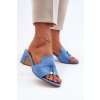 Dámské modré sandály na podpatku z z eko semišue Jemenna (Veľkosť 41)
