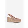 Dámské Sandály Na Klínu S Pleteninou Tmavě Béžové Tulliata (Veľkosť 36)