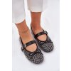 Zdobené baleríny s mašľou a remienkom čierne zdivisa / 1861 BLACK (Veľkosť 36)