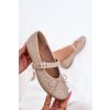 Zdobené baleríny s mašľou a remienkom béžove zdivisa / 1861 BEIGE (Veľkosť 36)