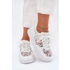Biele dámske sieťové tenisky s eko kožou a sedmokráskami, kód produktu 8989 WHITE