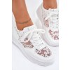 Biele dámske sieťové tenisky s eko kožou a sedmokráskami, kód produktu 8989 WHITE