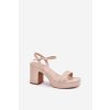 Eko Kožené Sandály Na Podpatku Béžové Lillita (Veľkosť 40)