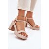 Eko Kožené Sandály Na Podpatku Béžové Lillita (Veľkosť 40)