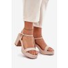 Eko Kožené Sandály Na Podpatku Béžové Lillita (Veľkosť 40)