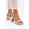 Eko Kožené Sandály Na Podpatku Béžové Lillita (Veľkosť 40)