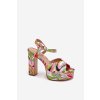 Vzory Sandály Na Podpatku A Platformě Růžovo-Zelené Slaria (Veľkosť 36)