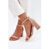 Eko Kožené Sandály Dámské Na Podpatku Béžové Irini (Veľkosť 39)