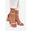 Eko Kožené Sandály Dámské Na Podpatku Béžové Irini (Veľkosť 39)
