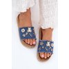Tmavomodré dámske papuče na platforme s eko kožou a zlatými doplnkami, kód produktu M536 NAVY (Veľkosť 36)