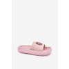 Ružové dámske penové papuče s medvedíkom na remienku, s rovnou podrážkou, kód produktu WS-10 PINK (Veľkosť 36.5)