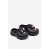 Detské Sandále Dievčenské Penové s mašľou a dekoracemi čierne selvana / M571A/B BLACK (Veľkosť 24/25)