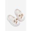 Detské Dievčenské papuče z peny s mašľou a ozdobami biele selvana / M571A/B WHITE (Veľkosť 24/25)