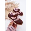 Detské sneakersy športové členkové topánky na suchý zips hnedé viona / 1663-1D/2D/3D RED-BR (Veľkosť 21)