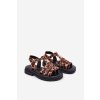 Dievčenské Sandále s ozdobným detailom pantera serina / 368-2D/3D LEOPARD (Veľkosť 25)