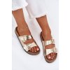 Dámské papuče s přezkami z eko kůže zlaté Iskira (Veľkosť 36)
