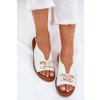 Dámské Sandály Na Plochém Podpatku Se Zlatou Dekorací Bílé Amelira (Veľkosť 36)