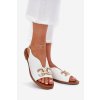Dámské Sandály Na Plochém Podpatku Se Zlatou Dekorací Bílé Amelira (Veľkosť 36)