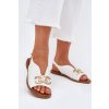 Dámské Sandály Na Plochém Podpatku Se Zlatou Dekorací Bílé Amelira (Veľkosť 36)