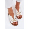 Dámské Sandály Na Plochém Podpatku Se Zlatou Dekorací Bílé Amelira (Veľkosť 36)