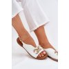 Dámské Sandály Na Plochém Podpatku Se Zlatou Dekorací Bílé Amelira (Veľkosť 36)