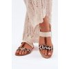 Plné Dámske Sandále s korálky leopardí vzor béžove virona / BJ717 BEIGE LEOPARD (Veľkosť 36)