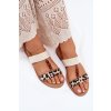 Plné Dámske Sandále s korálky leopardí vzor béžove virona / BJ717 BEIGE LEOPARD (Veľkosť 36)