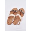 Plné Dámske Sandále s korálky leopardí vzor béžove virona / BJ717 BEIGE LEOPARD (Veľkosť 36)