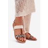 Plné Dámske Sandále s korálky leopardí vzor béžove virona / BJ717 BEIGE LEOPARD (Veľkosť 36)