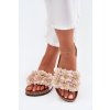 Dámské papuče Na Korek Podošvách S Květinami Béžové Ferenza (Veľkosť 36)