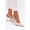 Lakované Lodičky S Otevřenou Patou A Špičatými Špičkami Světle Béžové Rivori (Veľkosť 40)