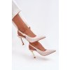 Lakované Lodičky S Otevřenou Patou A Špičatými Špičkami Světle Béžové Rivori (Veľkosť 40)