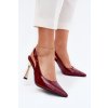 Lakovane Lodičky S Otevřenou Patou A Špičatými Špičkami Bordové Rivori (Veľkosť 37)