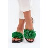 Dámské sandály zdobené květinami zelené Cellanen (Veľkosť 37)