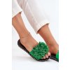 Dámské sandály zdobené květinami zelené Cellanen (Veľkosť 37)